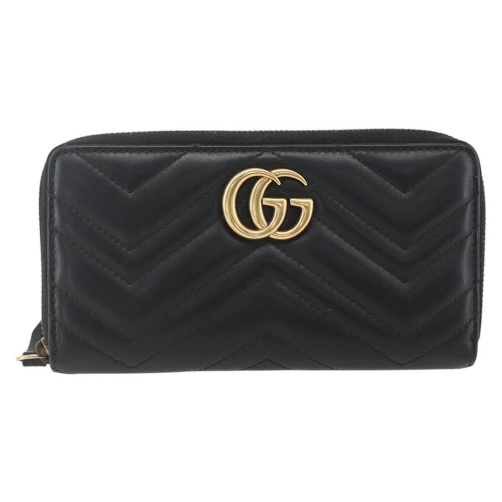 GUCCI GG Marmont Round Long Wallet Leather Black 443123 Auth am10264V - Picture 13 of 16